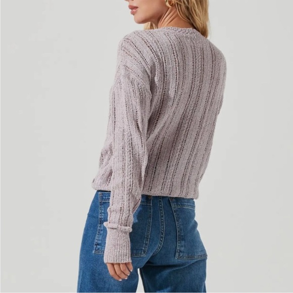 ASTR the Label- Wrap Front Pointelle Sweater in Lavender- Size XS - Picture 8 of 9